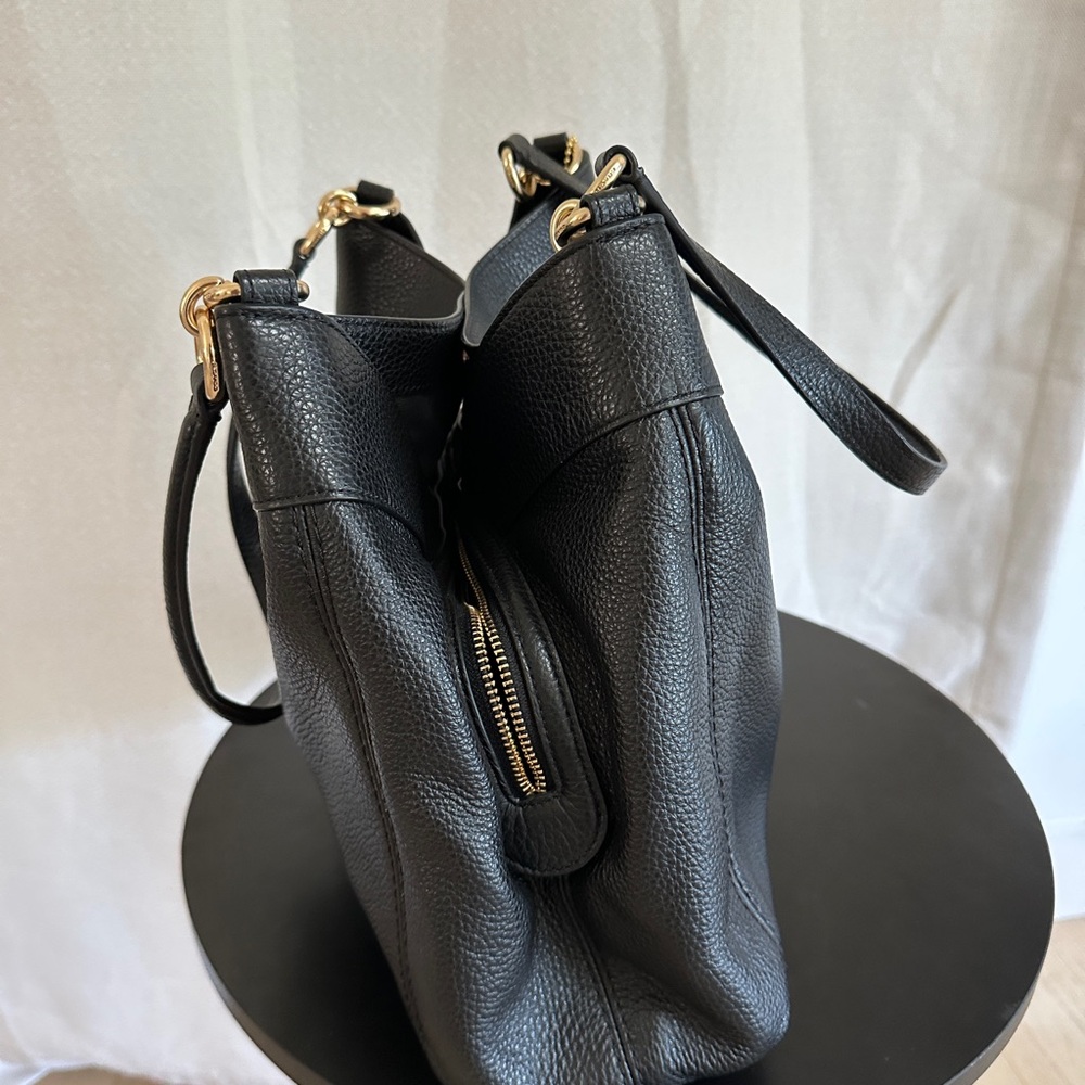 LIKE NEW ! Authentic Coach Large Lexy Pebble Leather Shoulder Bag Gunmetal - Picture 3 of 11